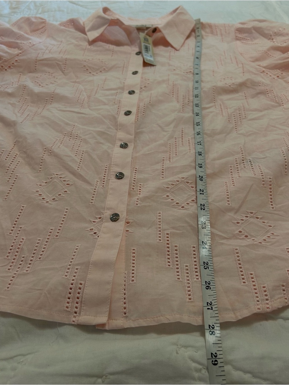 Ariat Eyelet Button Down Shirt Women’s XL Pink Coastal Cowgirl Long Sleeve NWT - Picture 9 of 10